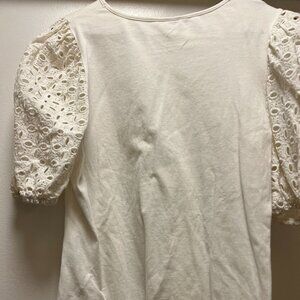 White Puff Sleeve Eyelet Lace Top – Women’s Medium